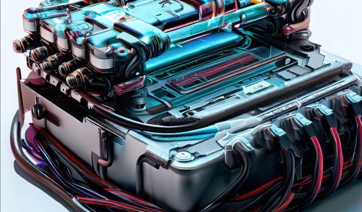 batteria elettrica automobile futuristica ricarica