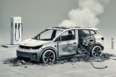 Auto elettrica in fiamme