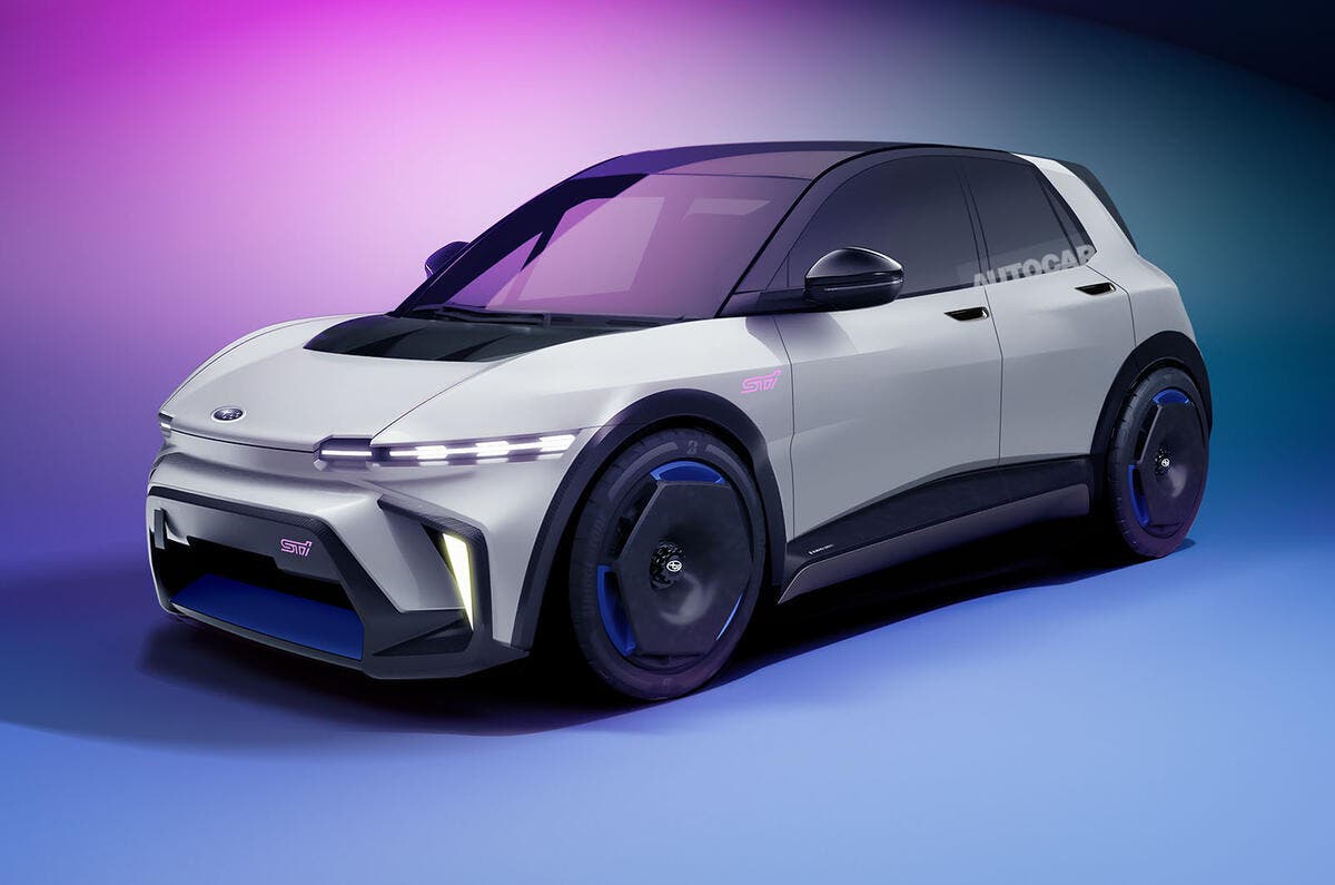 subaru city car, render autocar