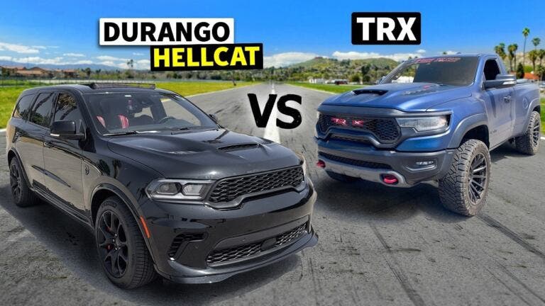 Durango Drag Racing Dodge Durango SRT Hellcat vs Ram TRX: who wins the drag race ...