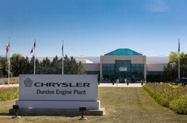 The entrance to Stellantis’ (formerly Chrysler) Dundee Engine (M