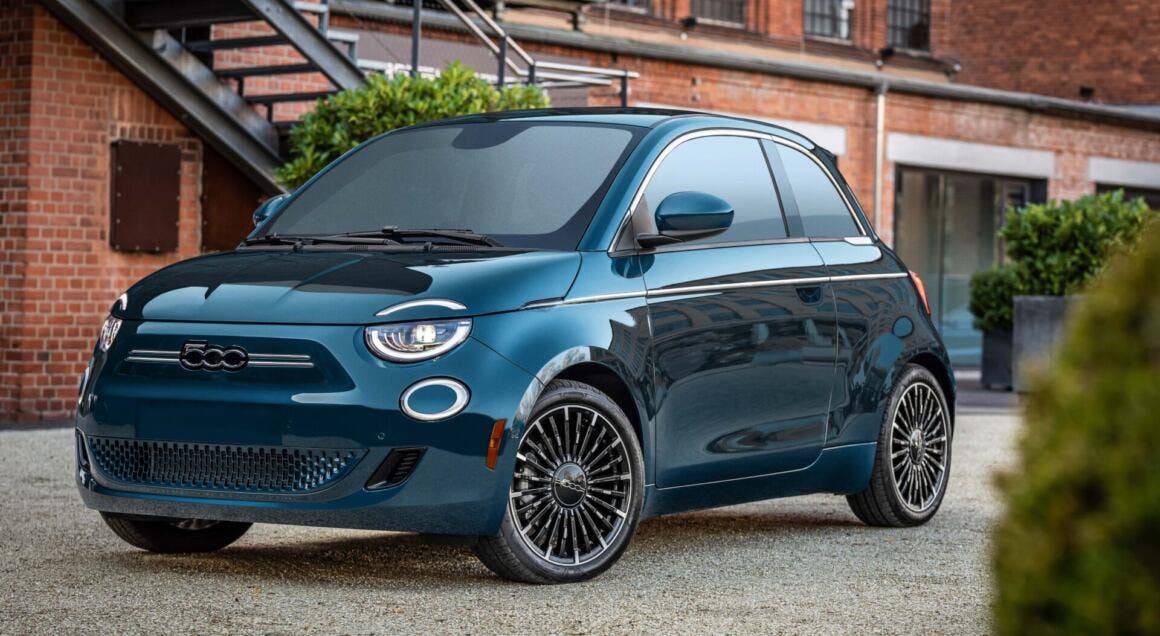 2025 Fiat 500e in new Ocean Mist exterior