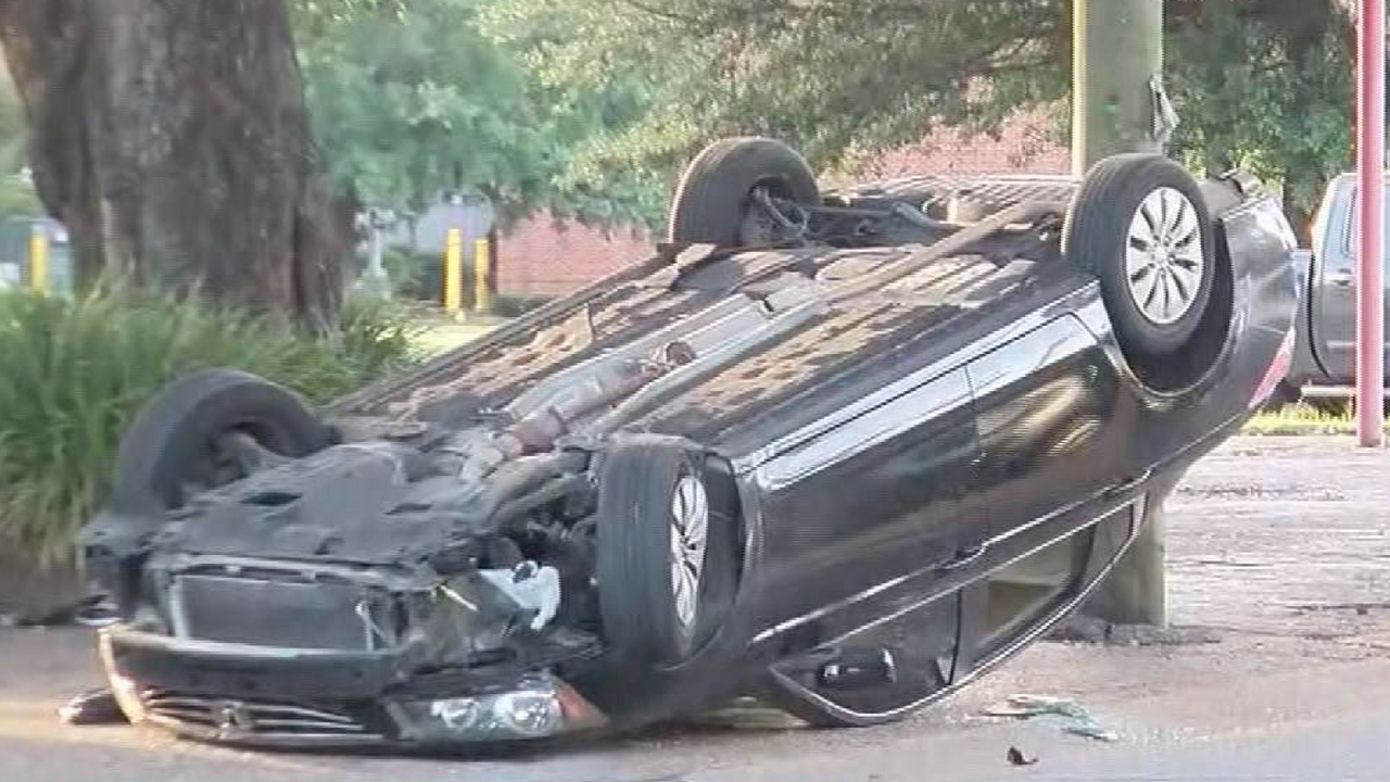 car crash upside down