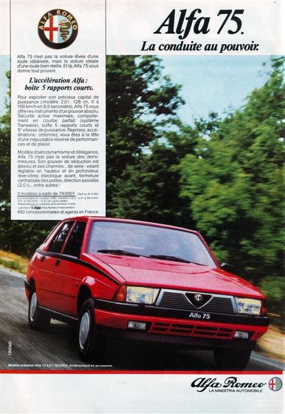 Alfa 75 Pubblicità e Storia