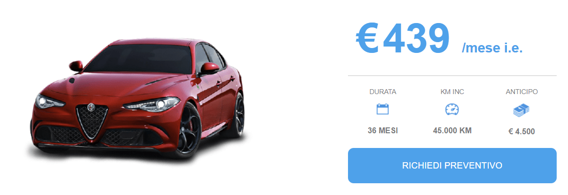 Alfa Giulia offerta Noleggio Marzo 2018