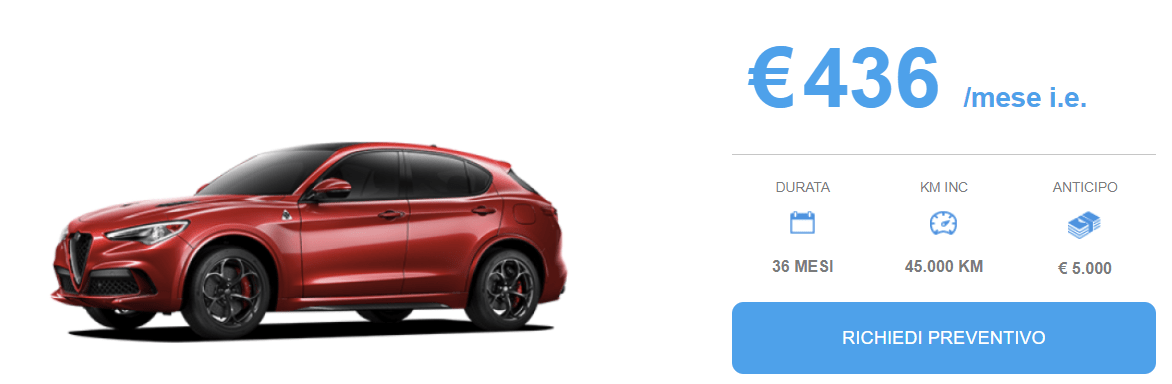 Alfa Stelvio offerta Noleggio Marzo 2018