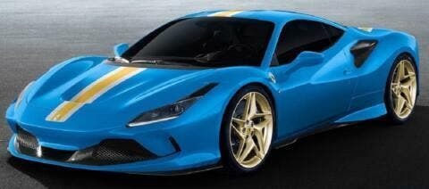 Ferrari F8 Tributo render Azzurro Dino