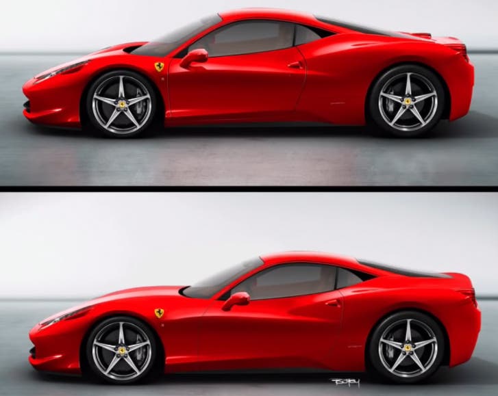 Ferrari 458 motore anteriore render