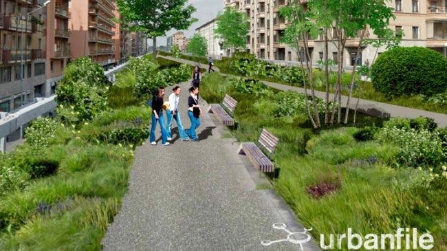 Giardino sopra Cavalcavia Monteceneri Milano Progetto riqualifica