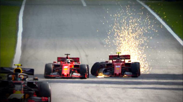 Incidente Ferrari Lec Lerc Vettel