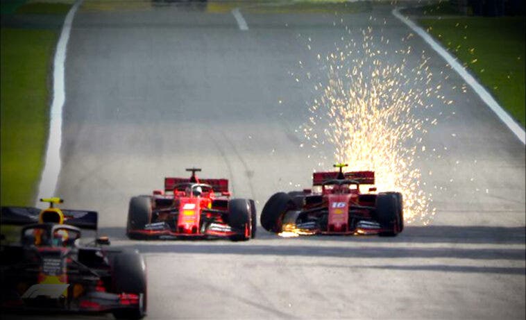 Incidente Ferrari Lec Lerc Vettel