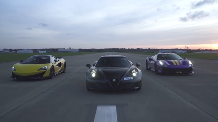 Alfa Romeo 4C a confronto con 488 Pista e McLaren 600LT in una drag ...