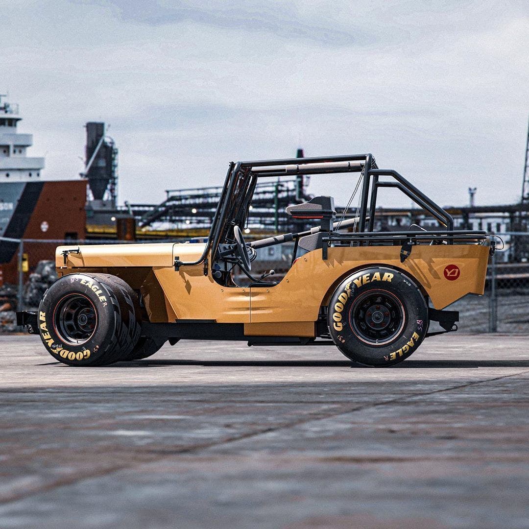 Jeep Willys drag race render