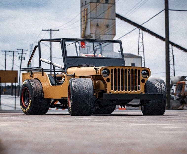 Jeep Willys drag race render