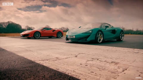 Ferrari 488 Pista vs McLaren 600LT Top Gear