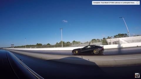 Ferrari F12 vs Tesla Model S drag race