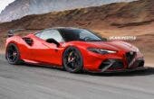 Alfa Romeo supercar motore centrale render