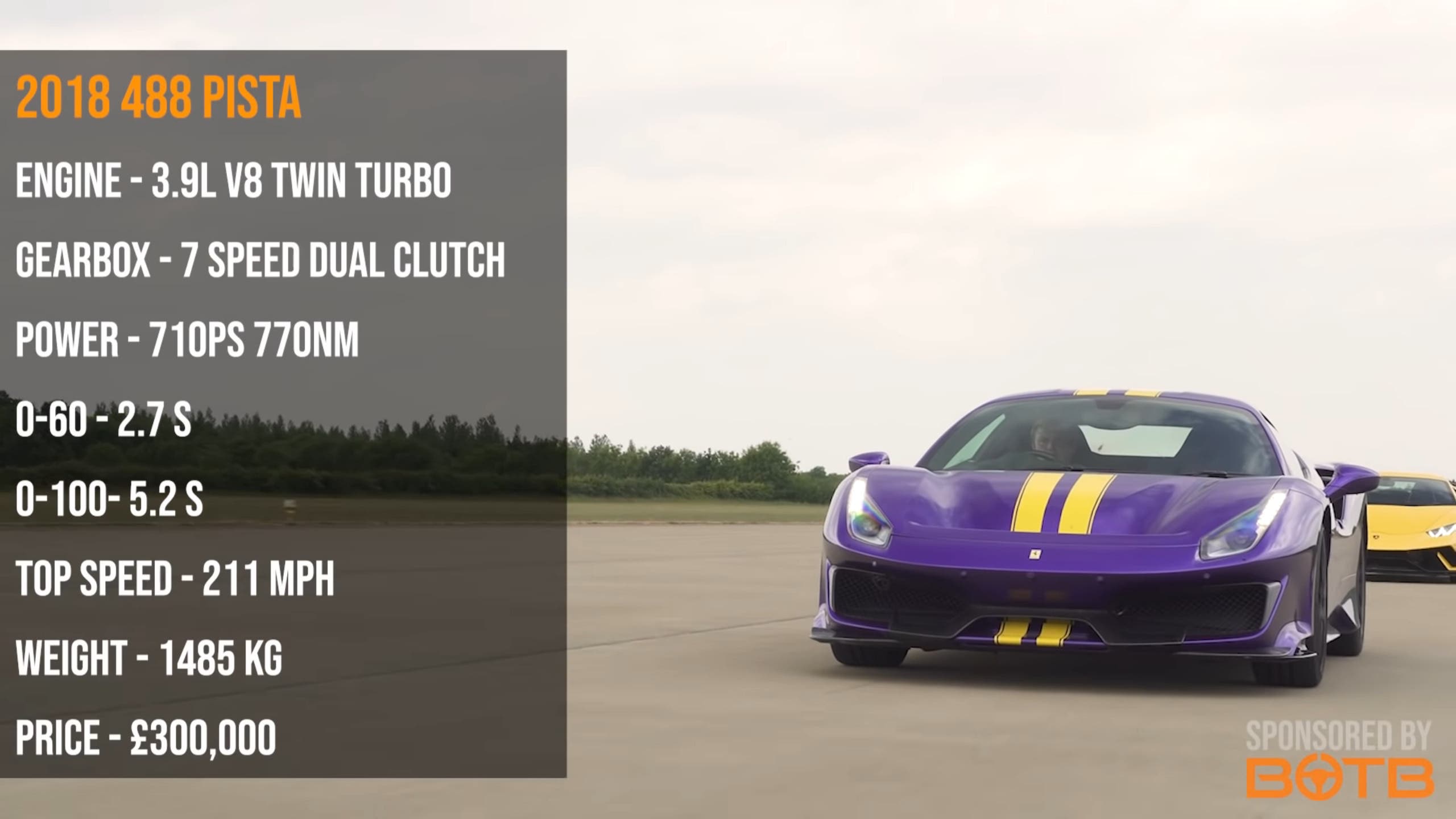Ferrari 812 Superfast 488 Pista McLaren 720S Huracan drag race