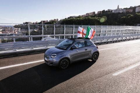 Nuova Fiat 500 Elettrica ponte San Giorgio Genova