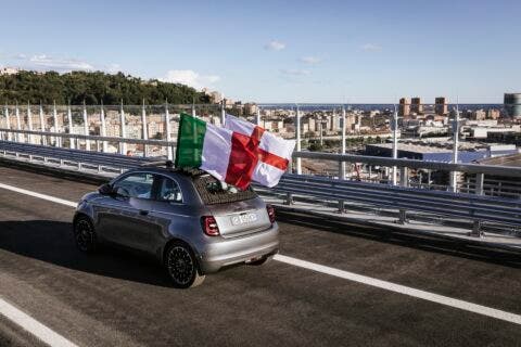 Nuova Fiat 500 Elettrica ponte San Giorgio Genova