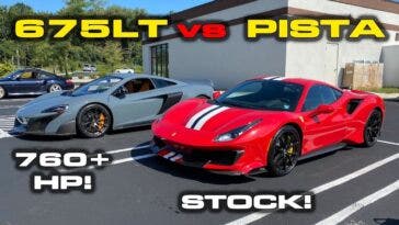 Ferrari 488 Pista vs McLaren 675LT drag race