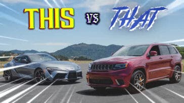 Jeep Grand Cherokee Trackhawk vs Toyota Supra drag race