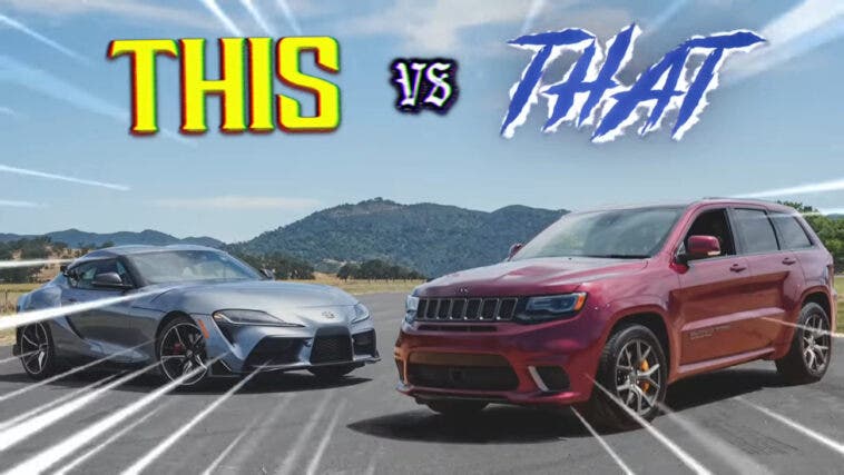 Jeep Grand Cherokee Trackhawk vs Toyota Supra drag race