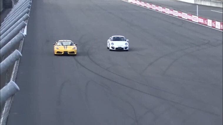 Ferrari 430 Scuderia vs Porsche 911 GT2 drag race