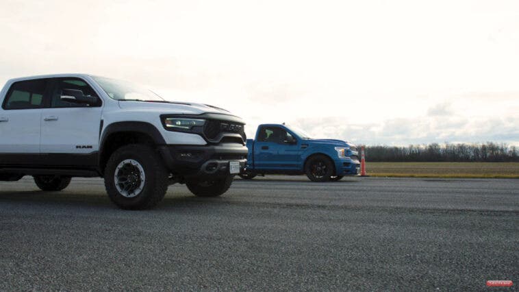 Ram 1500 TRX vs F-150 Super Snake Sport drag race