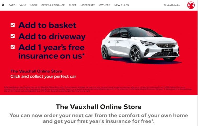 Vauxhall Online Store Regno Unito