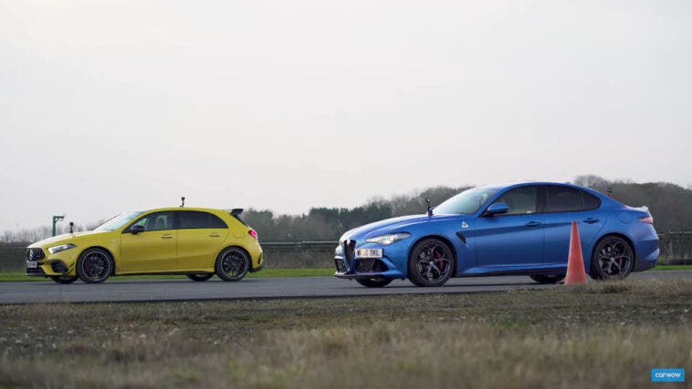 Alfa Romeo Giulia Quadrifoglio vs Mercedes-AMG A 45 S drag race