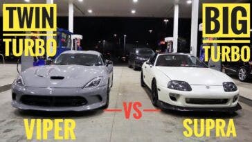 Dodge Viper biturbo vs Toyota Supra drag race