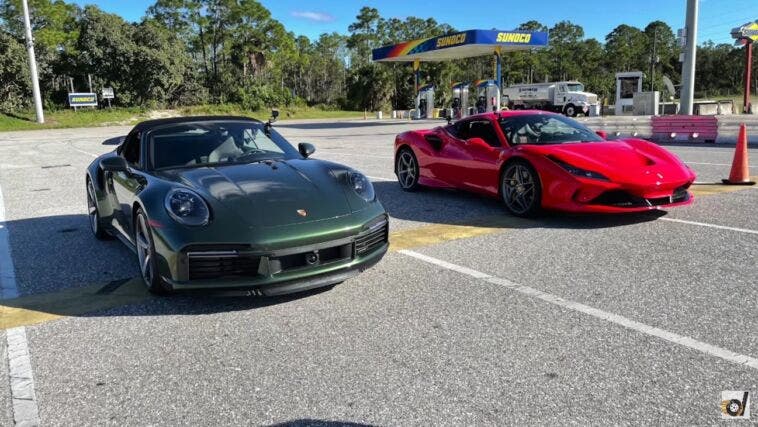 Ferrari F8 Tributo vs Porsche 911 Turbo S drag race