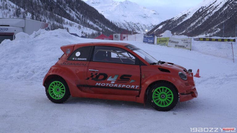Fiat 500 Giannini con motore Alfa Romeo in azione sul ghiaccio ...
