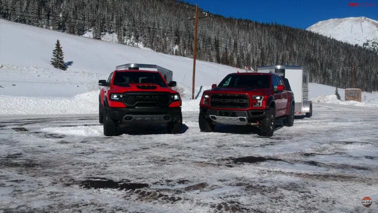 Ram 1500 TRX vs Ford F-150 Raptor test traino