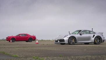 Dodge Challenger SRT Demon vs Porsche 911 Turbo S drag race