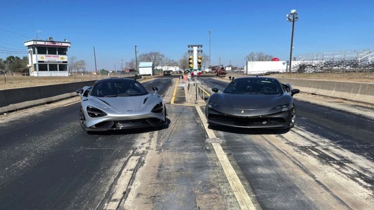 Ferrari SF90 Stradale vs McLaren 765LT drag race