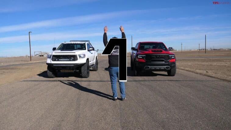 Ram 1500 TRX vs Toyota Tundra drag race