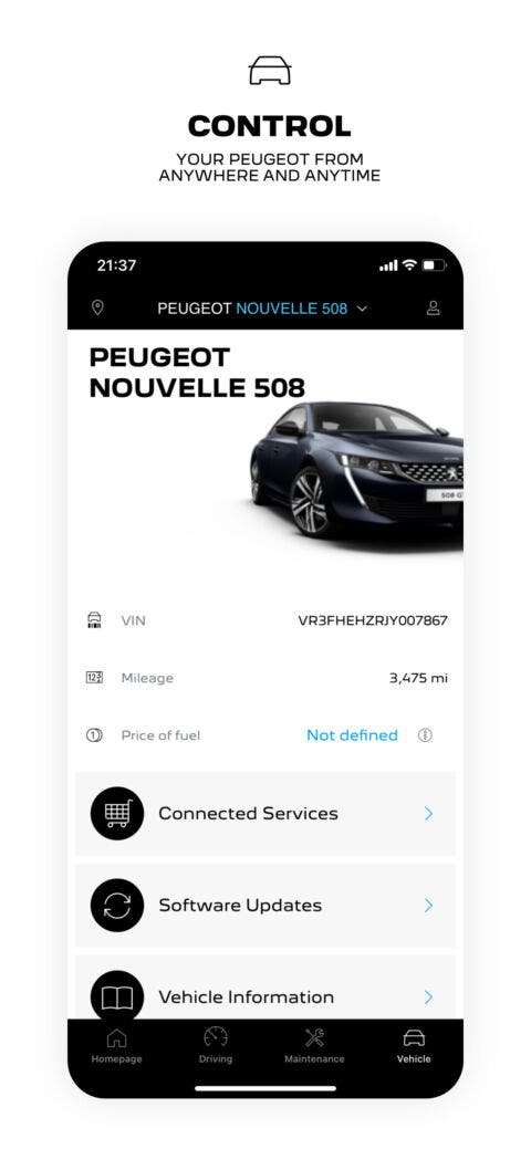 App MyPeugeot smartphone