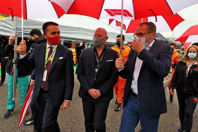 Stefano Domenicali con Bonaccini e Di Maio