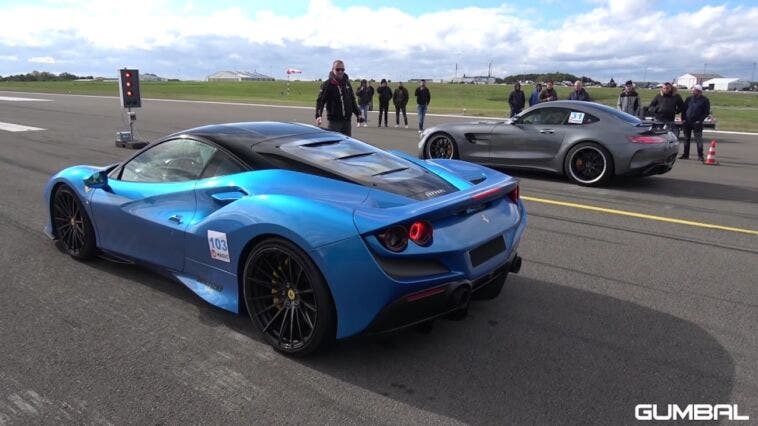 Ferrari F8 Tributo vs Mercedes-AMG GT R Pro drag race