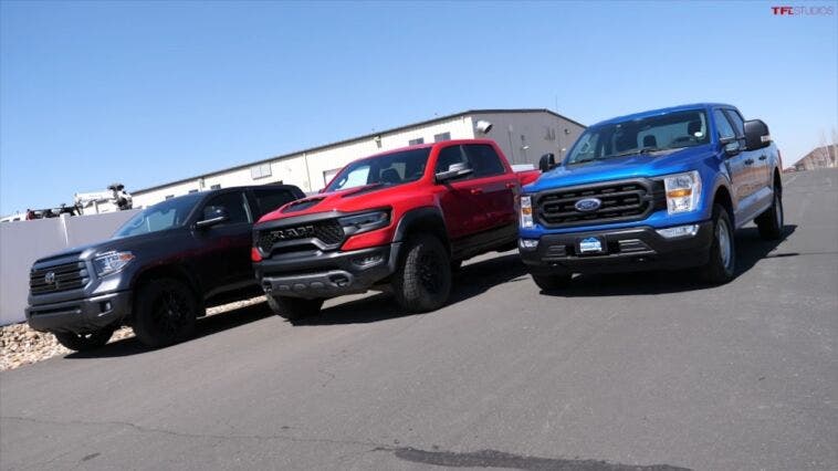 Ram 1500 TRX vs Ford F-150 Hybrid vs Toyota Tundra