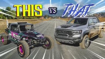 Ram 1500 TRX vs Volkswagen Buggy sovralimentato drag race