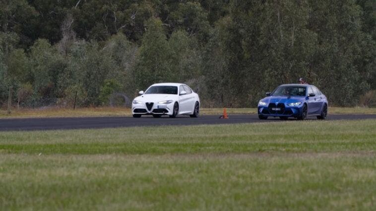 Alfa Romeo Giulia Quadrifoglio vs BMW M3 Competition drag race