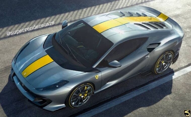 Ferrari 812 Competizione motore centrale render