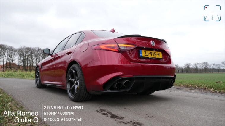 Alfa Romeo Giulia Quadrifoglio vs BMW M3 Competition test accelerazione