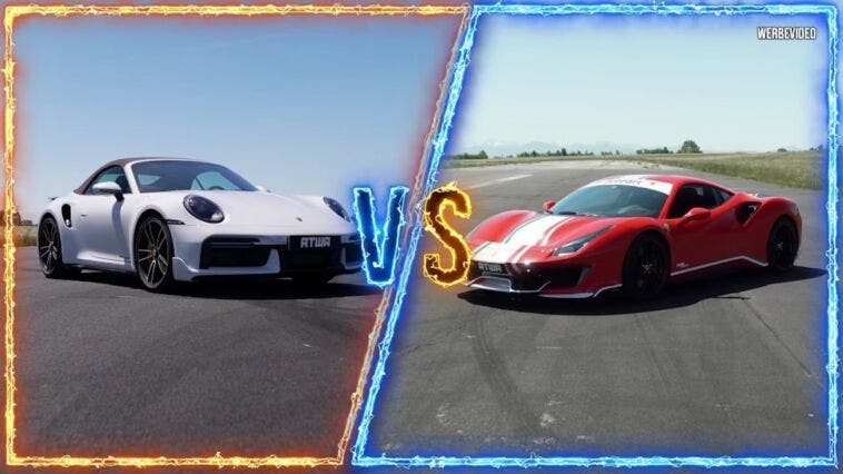 Ferrari 488 Pista vs Porsche 911 Turbo S drag race