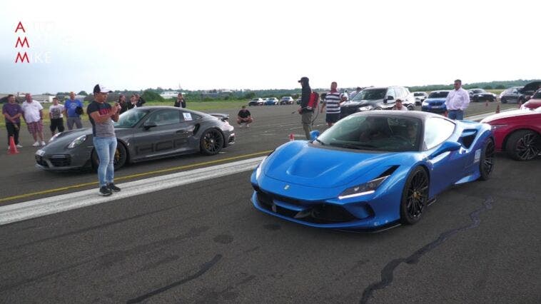 Ferrari F8 Tributo vs Porsche 911 Turbo S 991.2 drag race