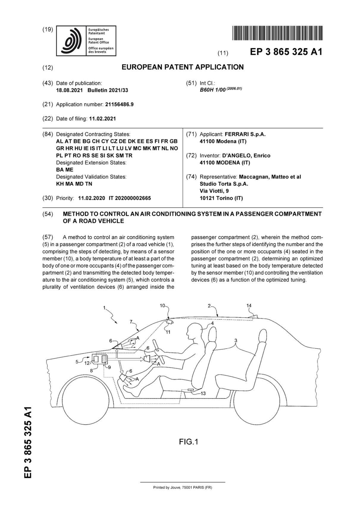 Ferrari sistema climatizzazione brevetto