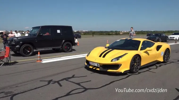 Ferrari 488 Pista vs Mercedes-AMG G 63 drag race